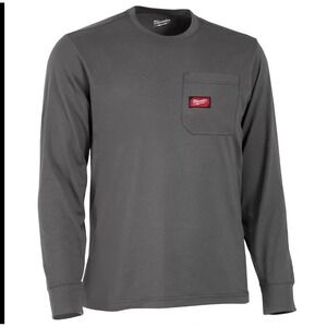 Milwaukee Long Sleeve Work Shirt Pocket Tee Gray XL Durable‎ Moisture Wicking